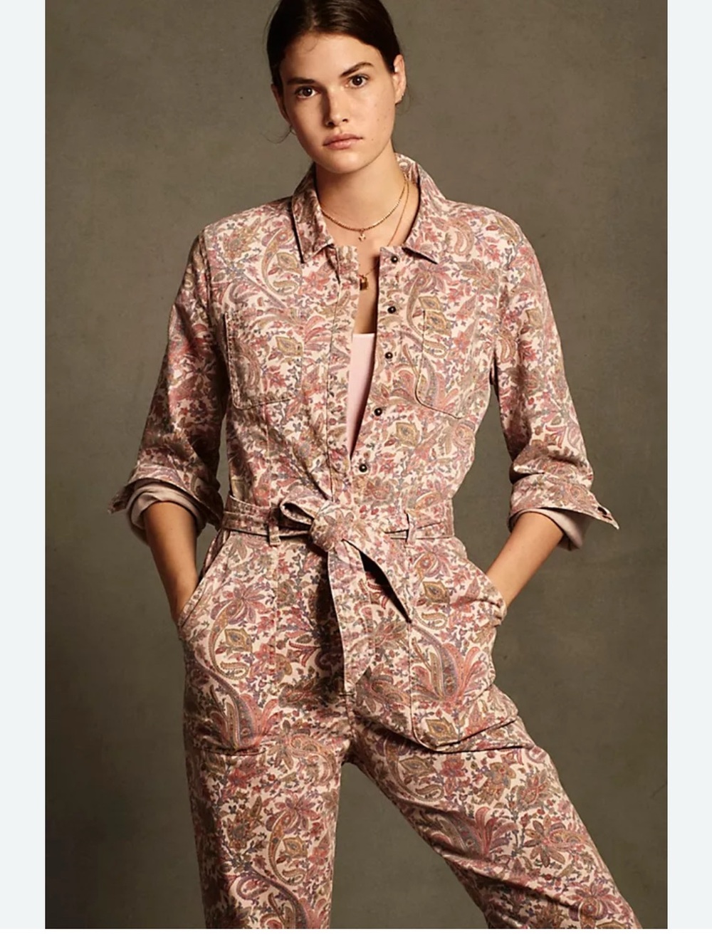 Anthropologie Light Pink Floral-Trim Blouse